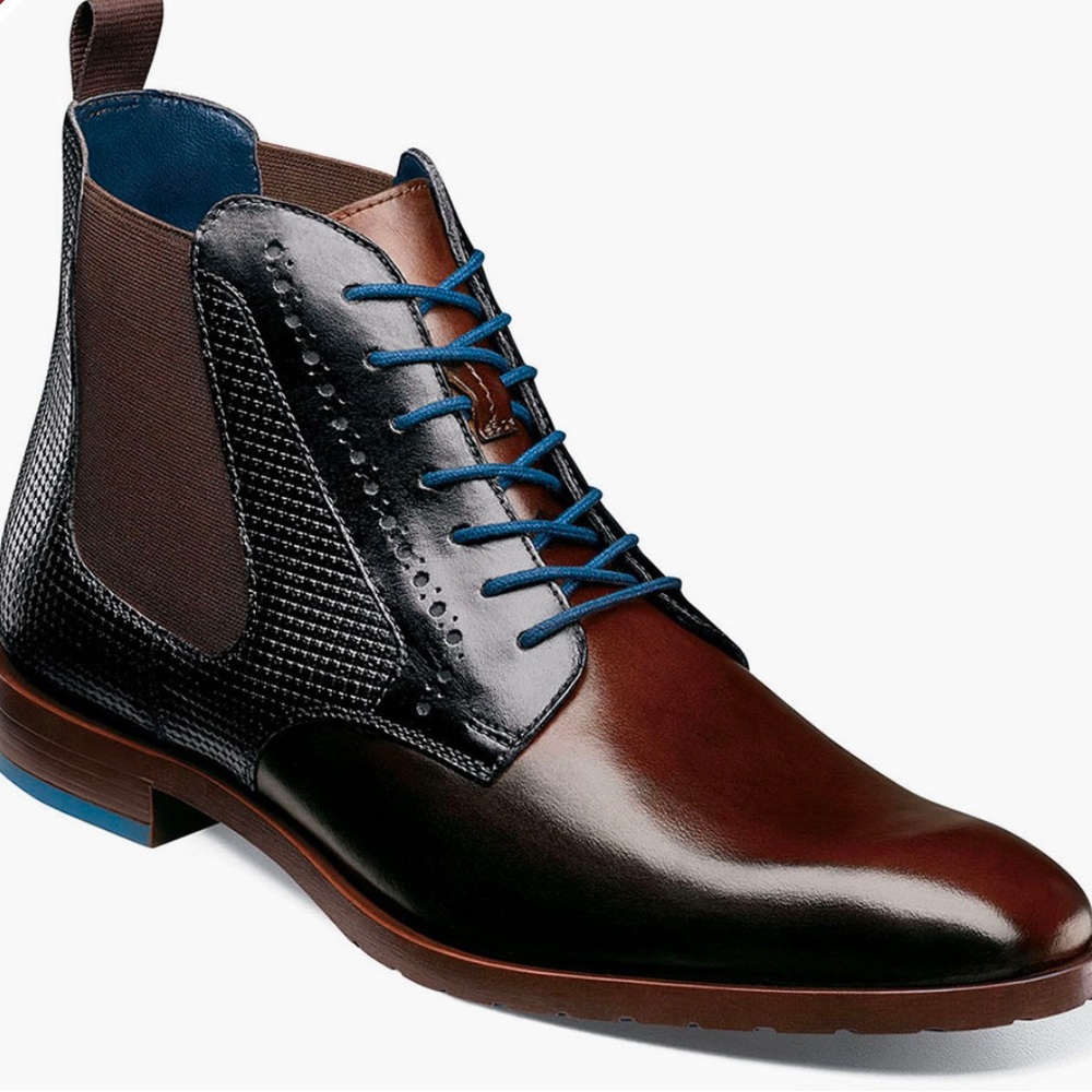 Stacy Adams Brown Leather Rupert Cap Toe Lace Up Boots, Men’s Size 11